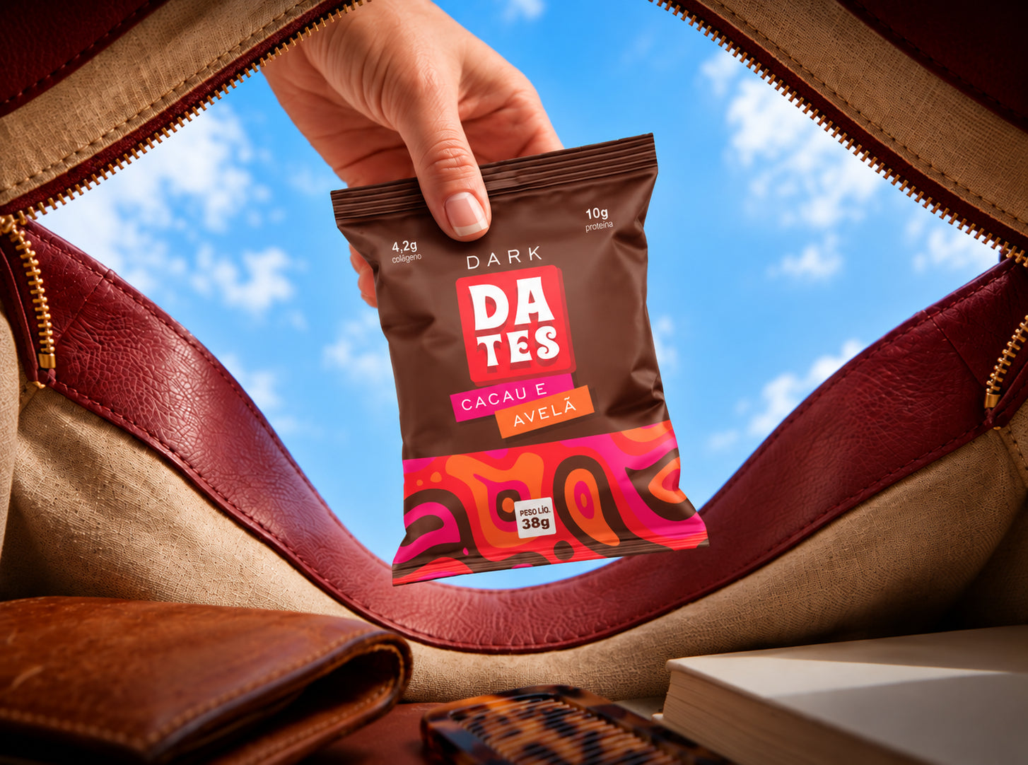 Uma Dates na bolsa, pronta para a rotina